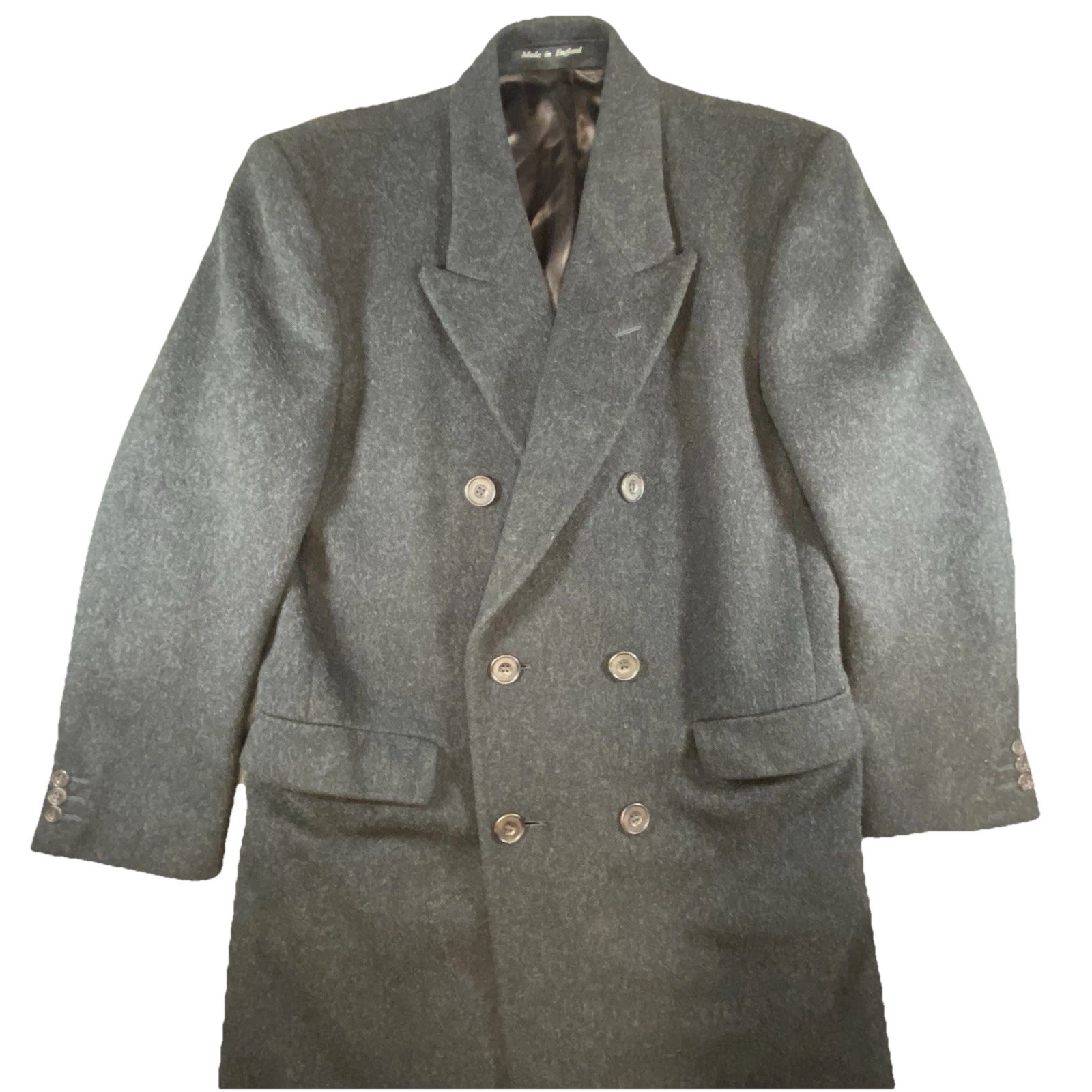 EVAN PICONE Double Breasted Full Length WOOL Blend Men’s Coat w/ SATIN Liner