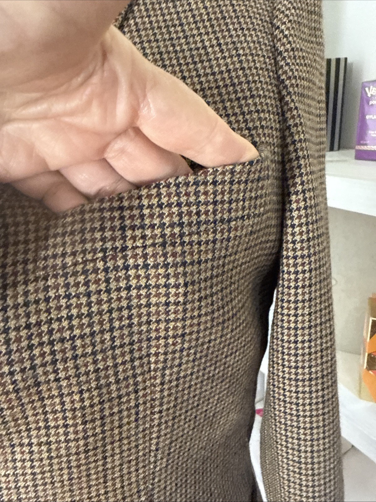 Tallia Men’s Slim-Fit Wool-Silk Herringbone Fall colors Sport Coat $295 36 Short