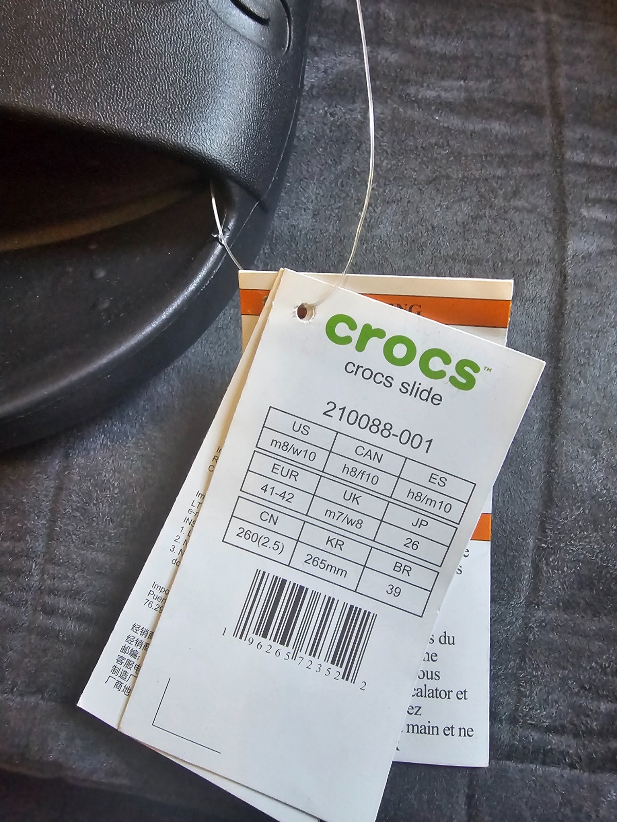 Crocs Men’s Slide Sandals Black Size 8 NEW