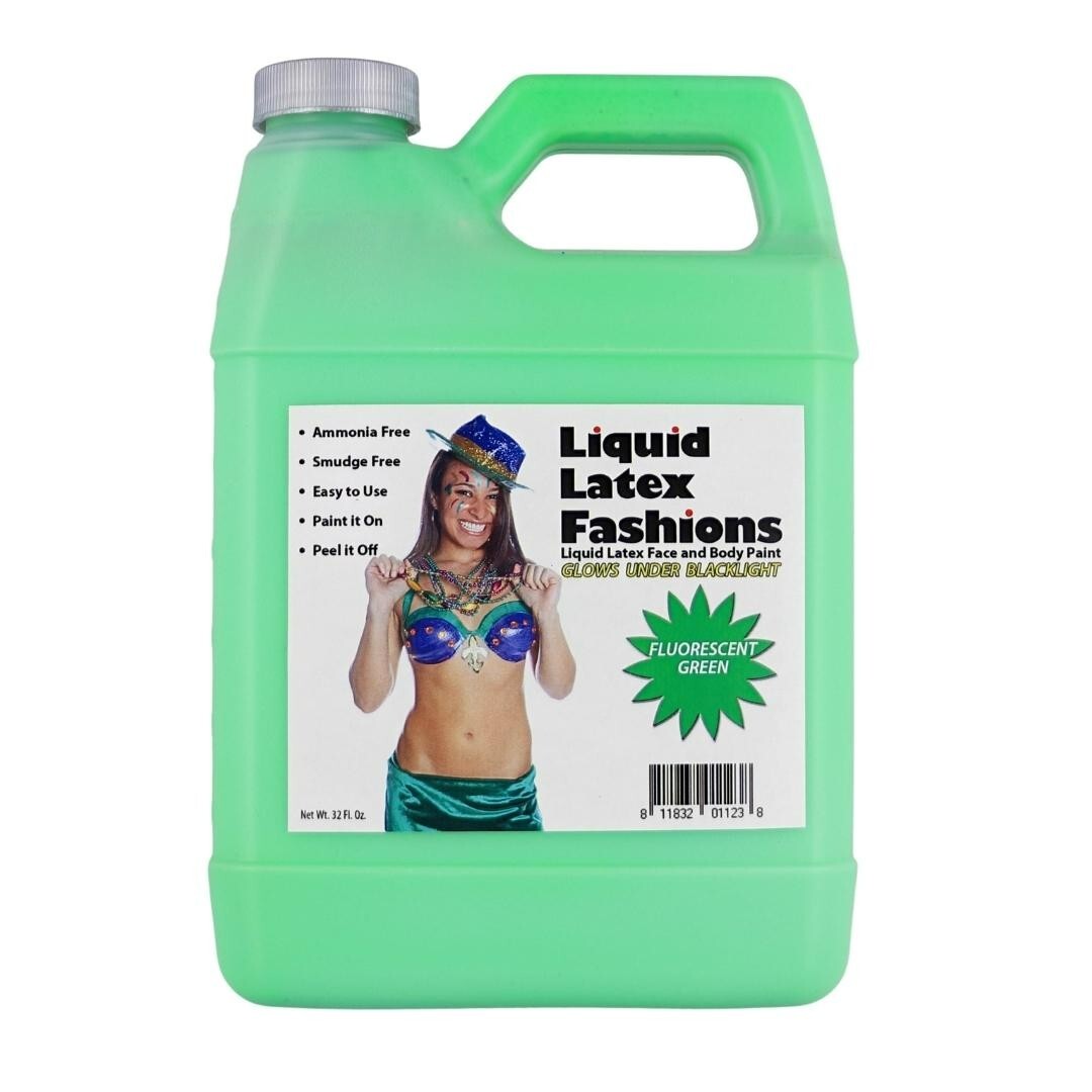 Fluorescent Green 32 Fl Oz – Liquid Latex Face and Body Paint GLOWS Black Light