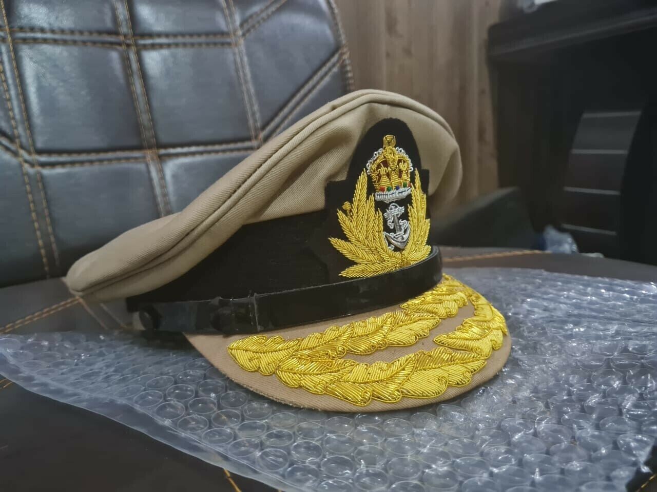 UK ROYAL NAVY ADMIRAL OFFICER Khaki WHITE OR BLACK HAT CAP NEW. ALL SIZES