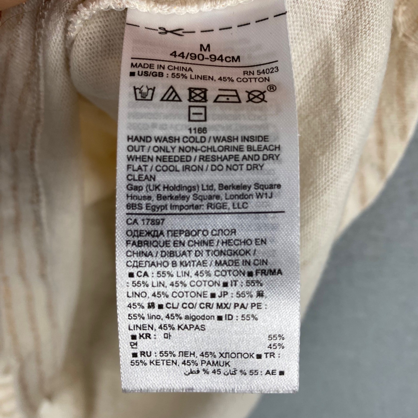 Banana Republic Foil Stripe Linen Blend V-Neck Tee Womens Medium Cream Gold