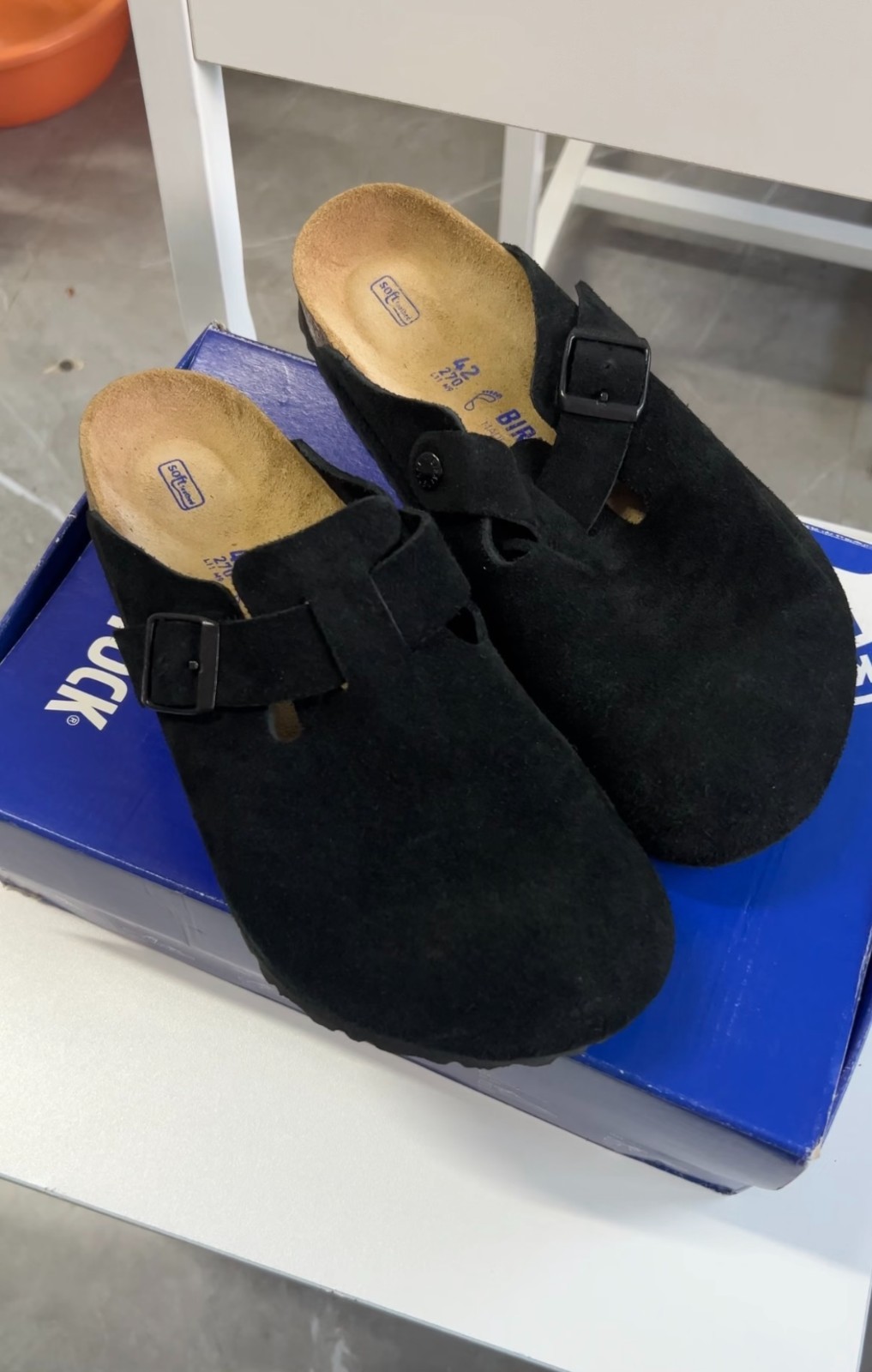 Birkenstock Boston Clog Soft Footbed Suede Black Unisex Shoes New Size EU37-45