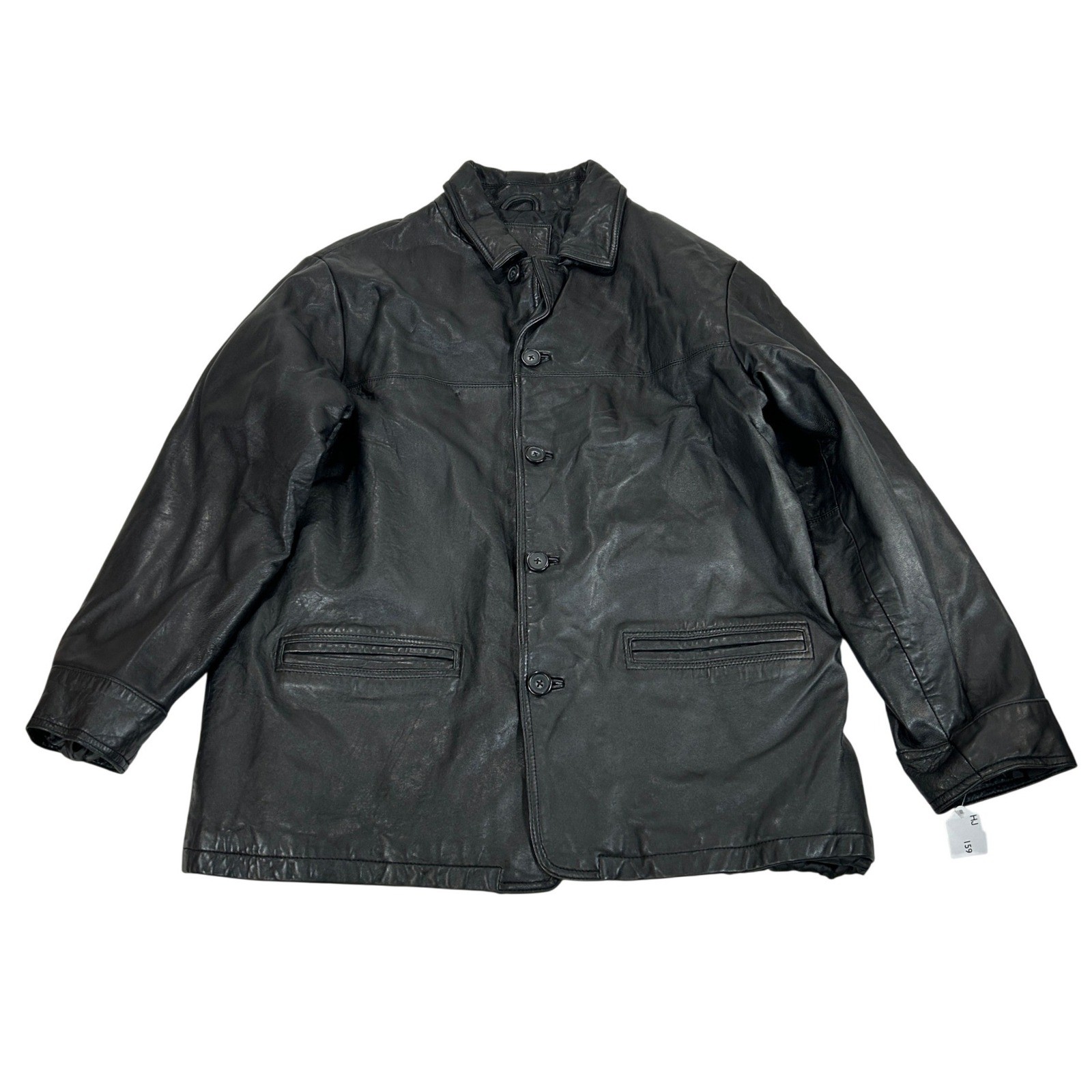 Knightsbridge Mens Black Genuine Leather Quilted Lined Button Front Jacket Large