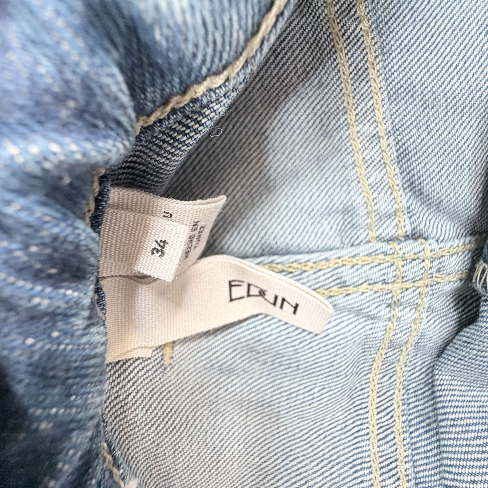 Edun Mens Jeans 34 x 29 Blue Button Fly Straight Waist Drawstring