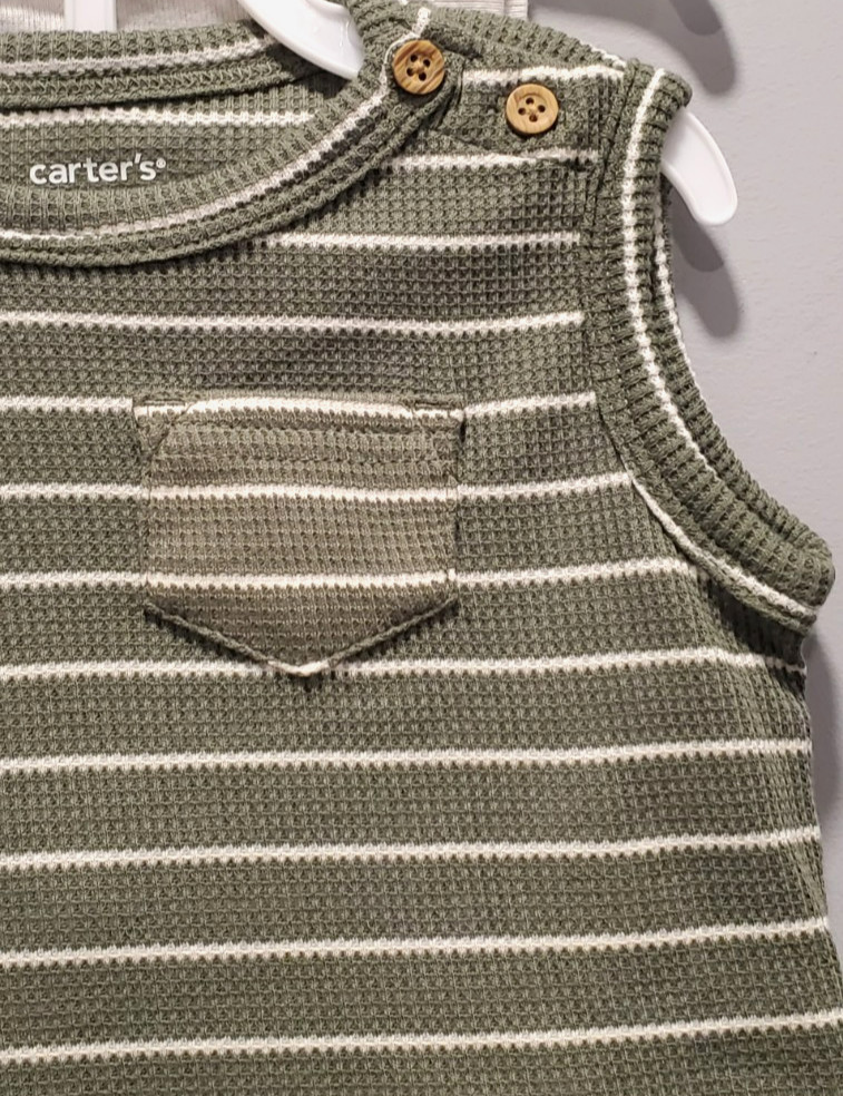 Carter’s Baby 3 Piece Sweater Vest Shorts Set 9 Months NWT Green Stripe