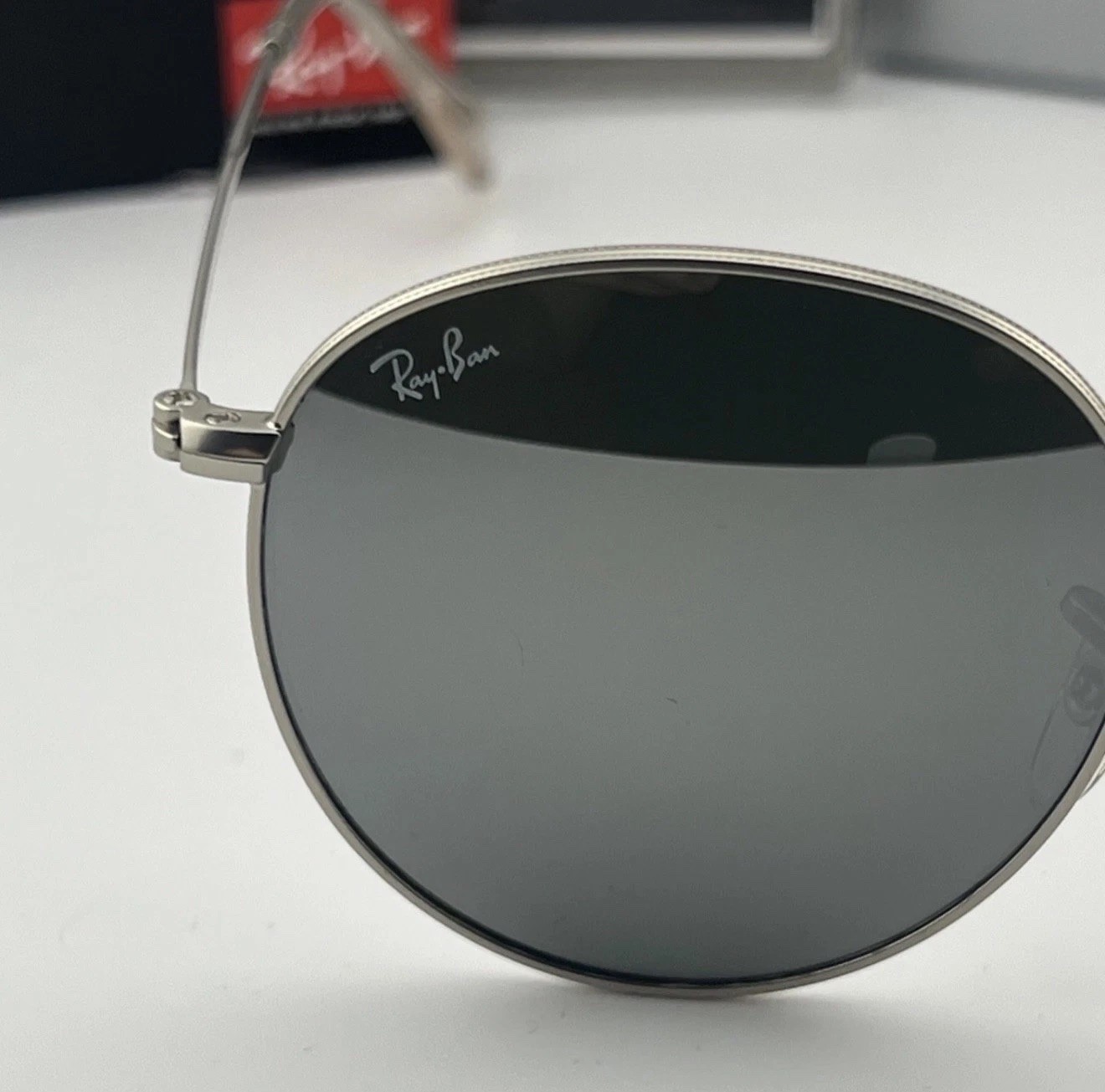 Ray-Ban Round Metal Sunglasses RB3447 019/30 Matte Silver Mirror Glass 50mm