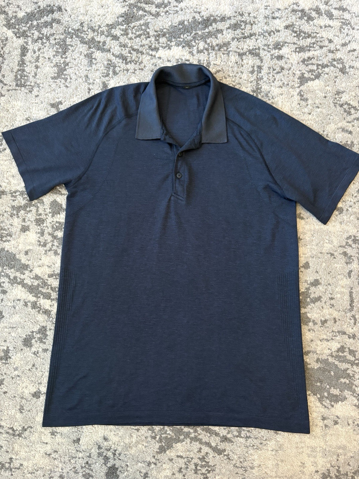 Lululemon Metal Vent Tech Polo 2.0 Navy Blue Heathered Training Shirt Mens Large