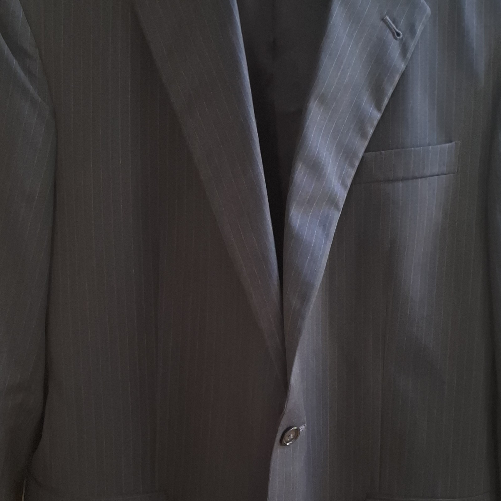 Jos A Bank 46L Gray Stripe Blazer Suit Wool