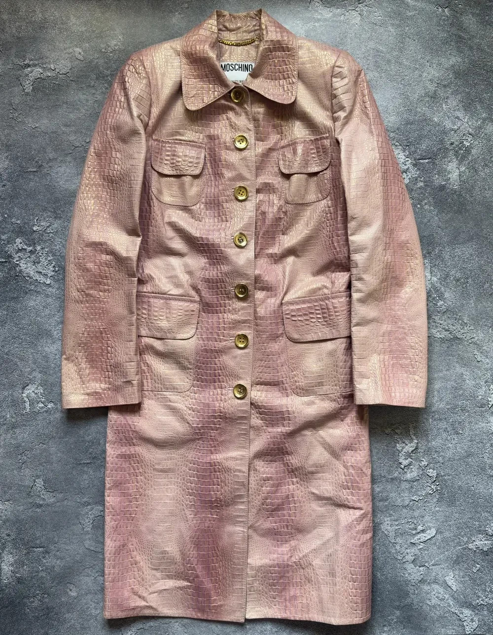 RARE Moschino Couture! Luxury Crocodile Embossed Leather Coat