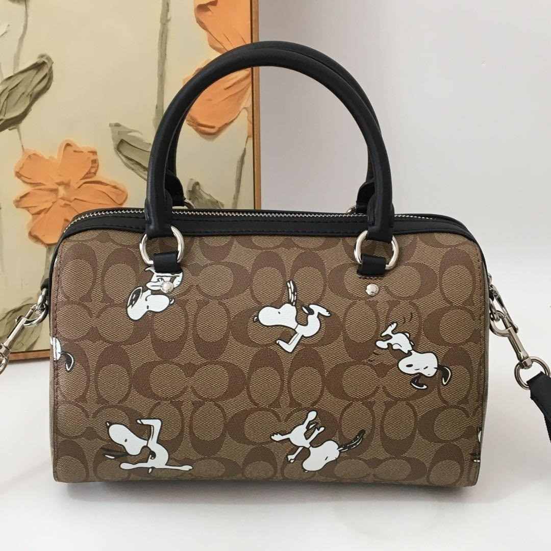 COACH x Peanuts Rowan Satchel In Signature Canvas Snoopy print C4118 outlet New