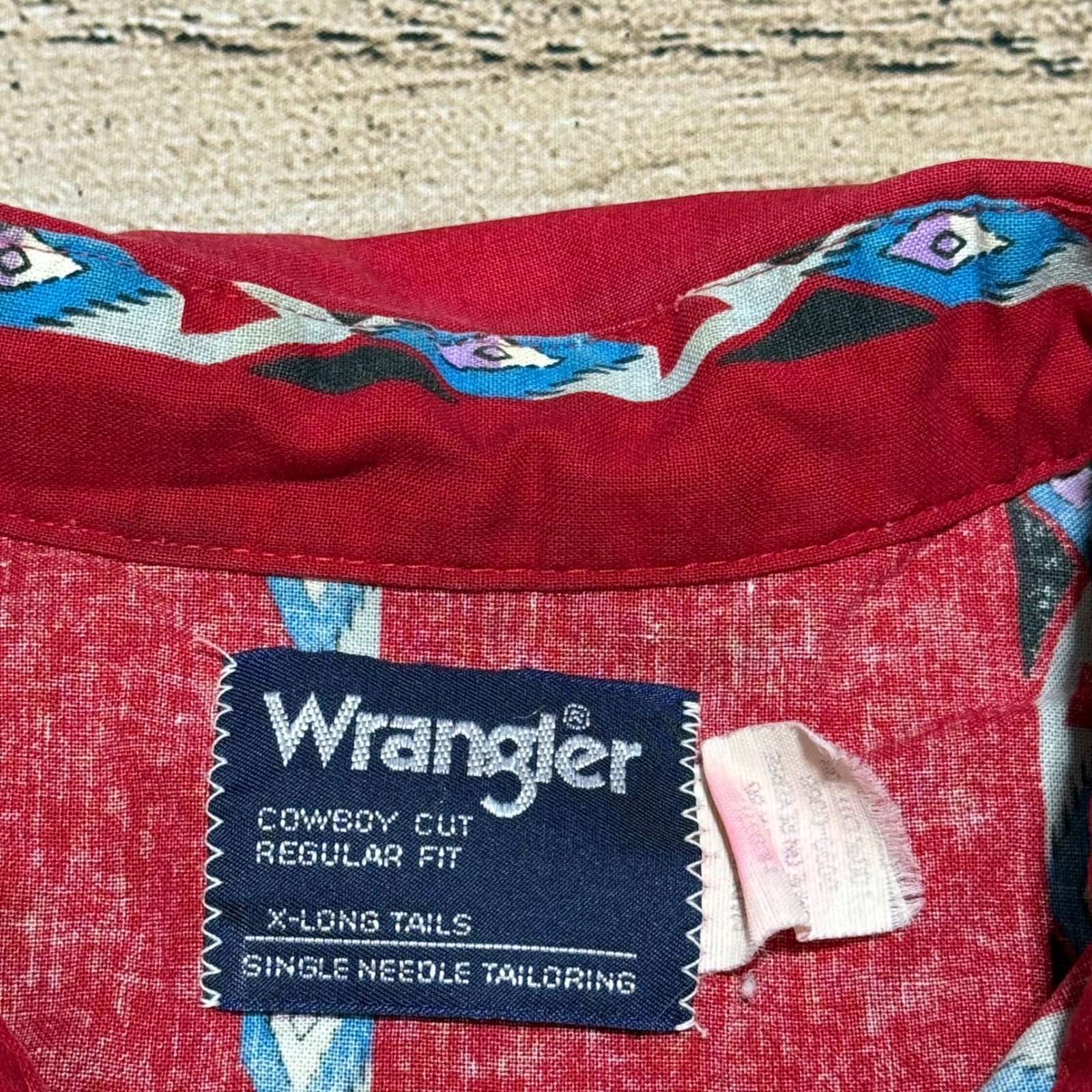 Wrangler Western Pearl Snap Shirt Mens XL Red Southwestern Aztec Brushpopper USA