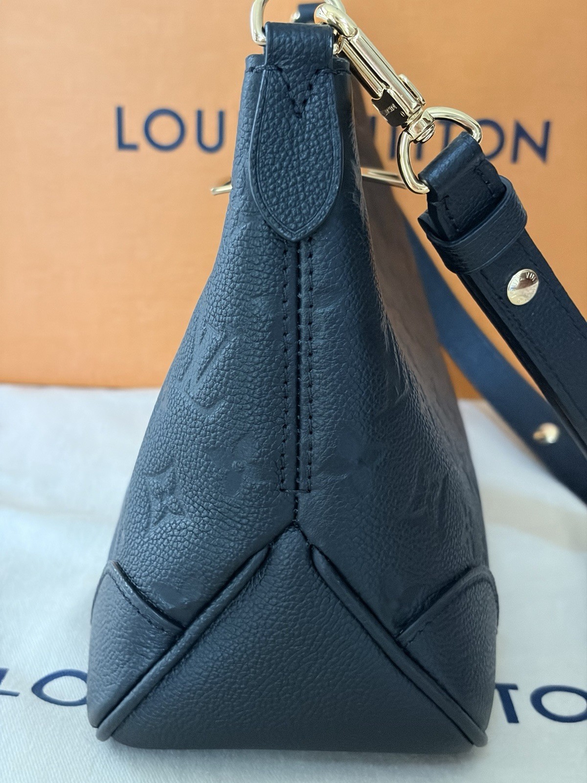 Louis Vuitton Boulonge PM Monogram Empreinte Leather Noir M12930