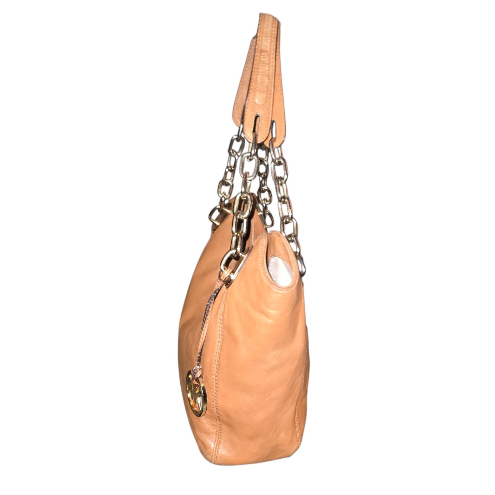 Michael Kors Leather Lily Walnut Brown Shoulder Purse Bag For Women Size Medium