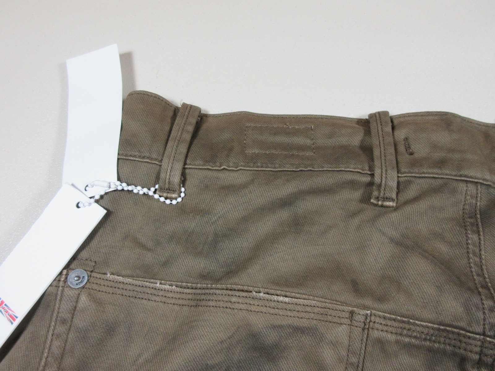 HUDSON mens brown distressed stained buttonfly Hunter work pant 34×32 NWT