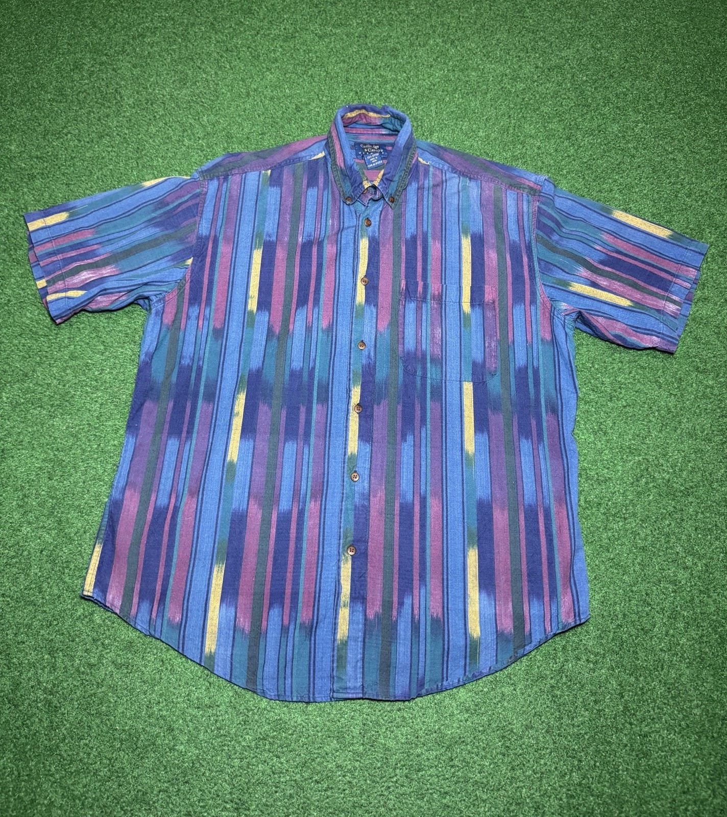 Cambridge Classic Vintage Hip Hop Button Up 90s Colorful Large Cotton Shirt