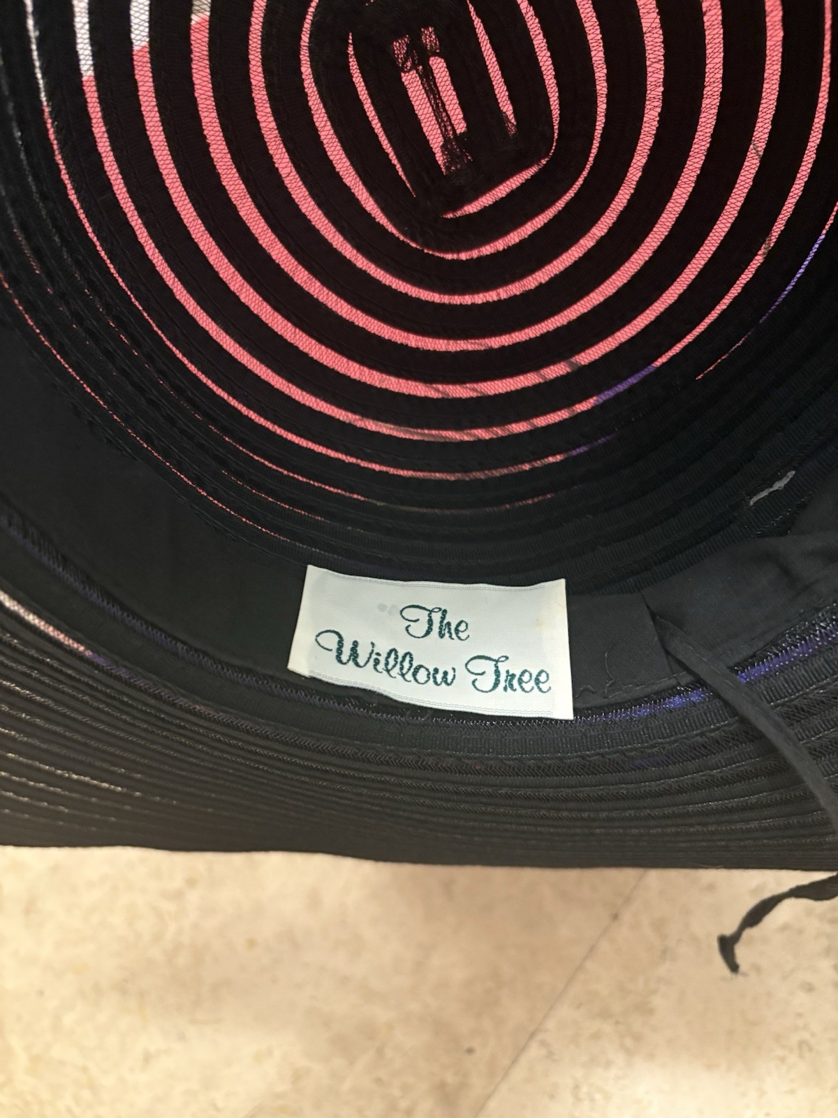 Black/Sheer Purple Peacock Feather Kentucky Derby Hat Wide Brim -The Willow Tree