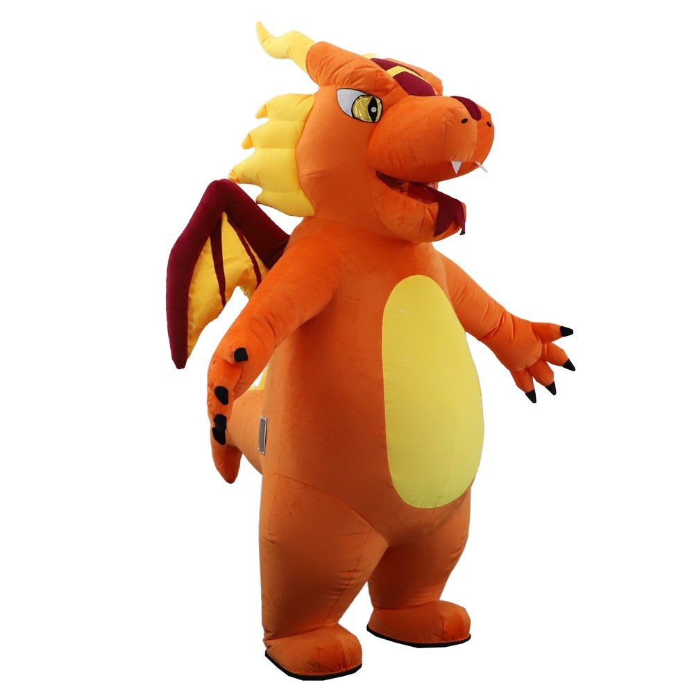 Giant Cartoon Fire Dragon Inflatable Mascot Costume Halloween Outfit Fancy Dress