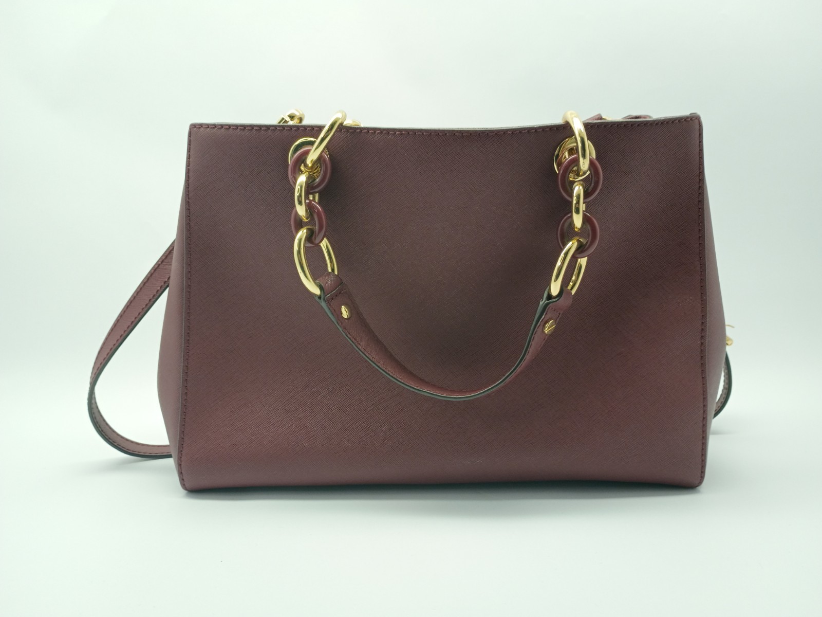 Authentic Michael Kors Cynthia Medium Burgundy Leather Tote