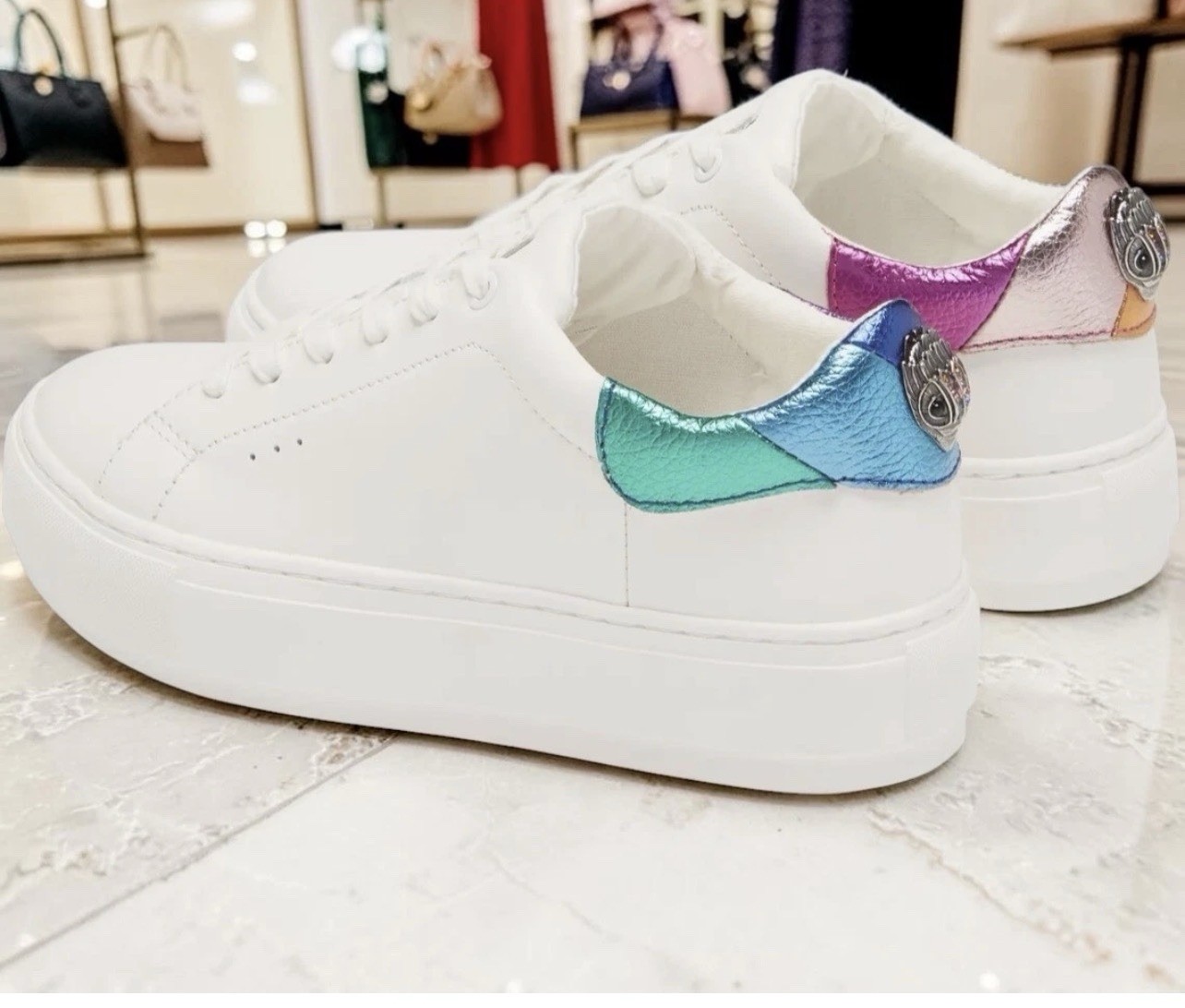 KURT GEIGER LONDON RAINBOW SHOP LANEY EAGLE LEATHER SNEAKERS WOMENS NEW 8.5-9
