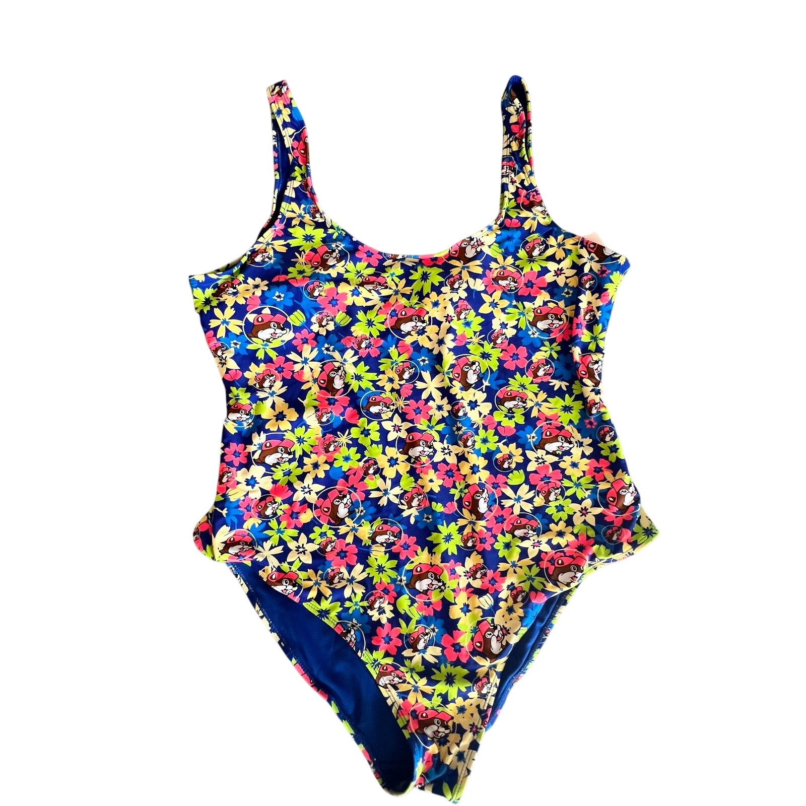 Buc-ee’s Womens One-Piece Swimsuit Size 2XLarge Blue Floral Tank Style