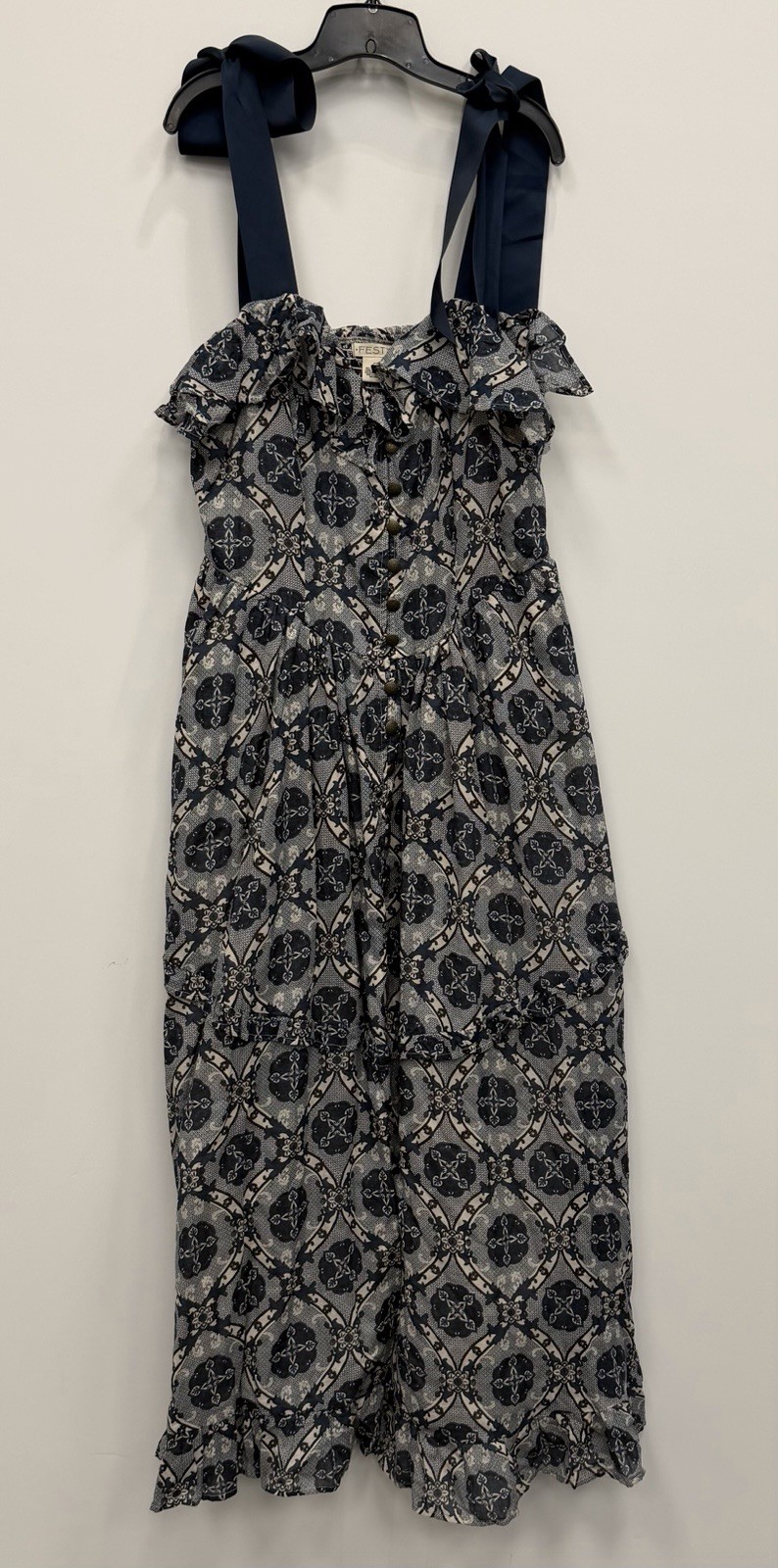 Torrid Festi Drop Waist Maxi Dress Dutch Medallion Ancient Scroll (Blue) 0X NWOT