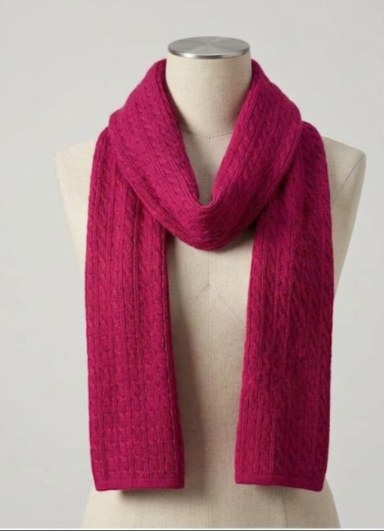 Lands’ End Women’s Pink Knit Winter Scarf Solid Soft Acrylic Style 322801