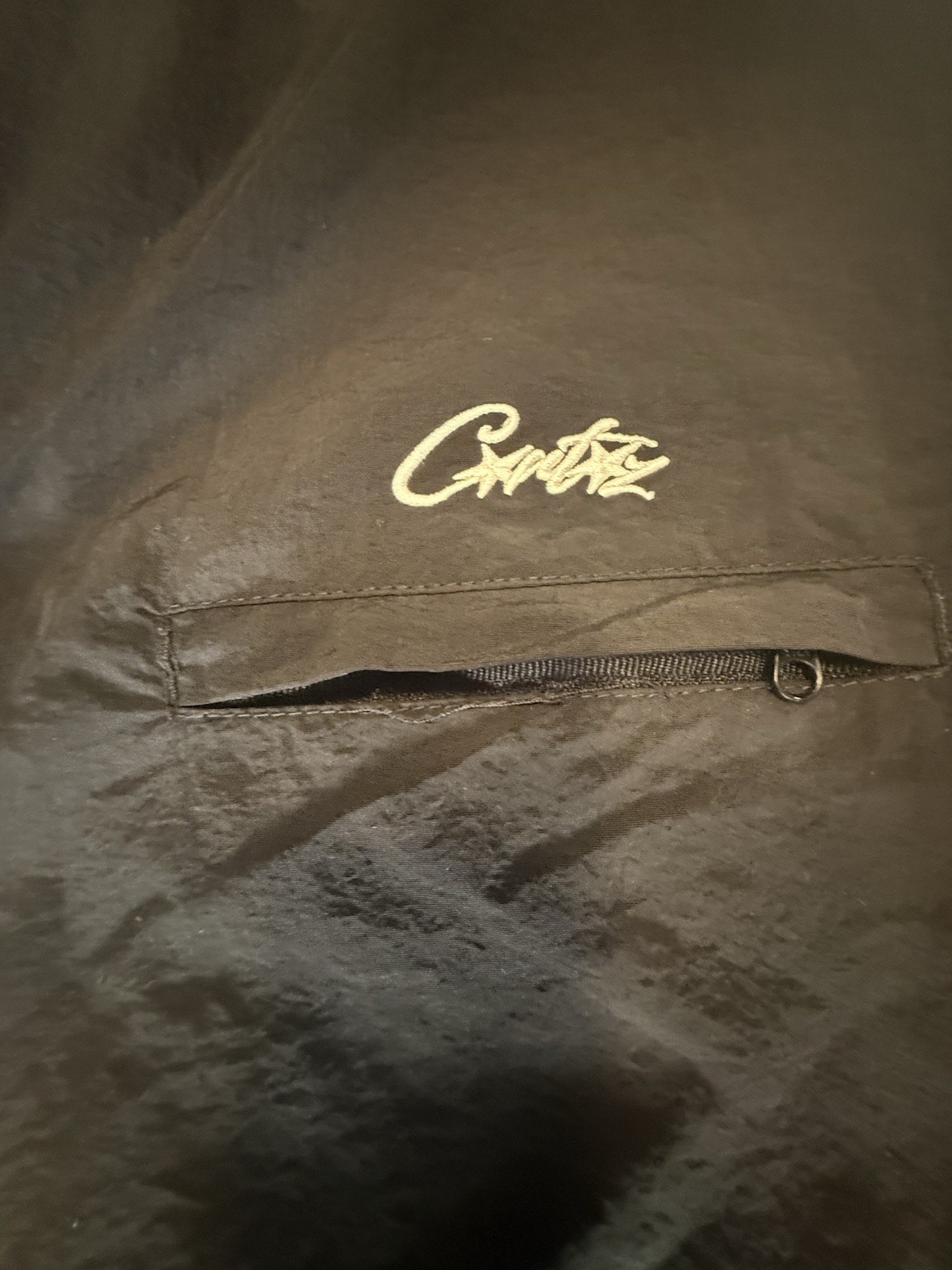corteiz track pants men’s medium black Y2K japan style alcatraz zip streetwear