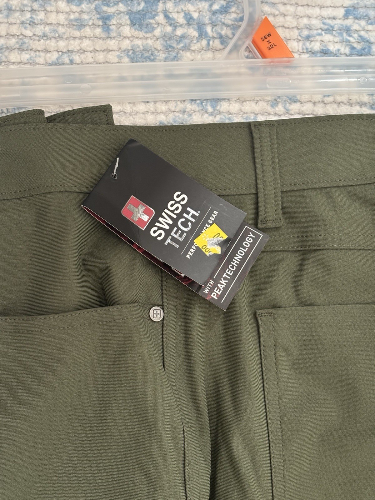 NEW 36×32 Swiss Tech Olive Green Hiking Pants Outdoor Utility UPF 30 Travel