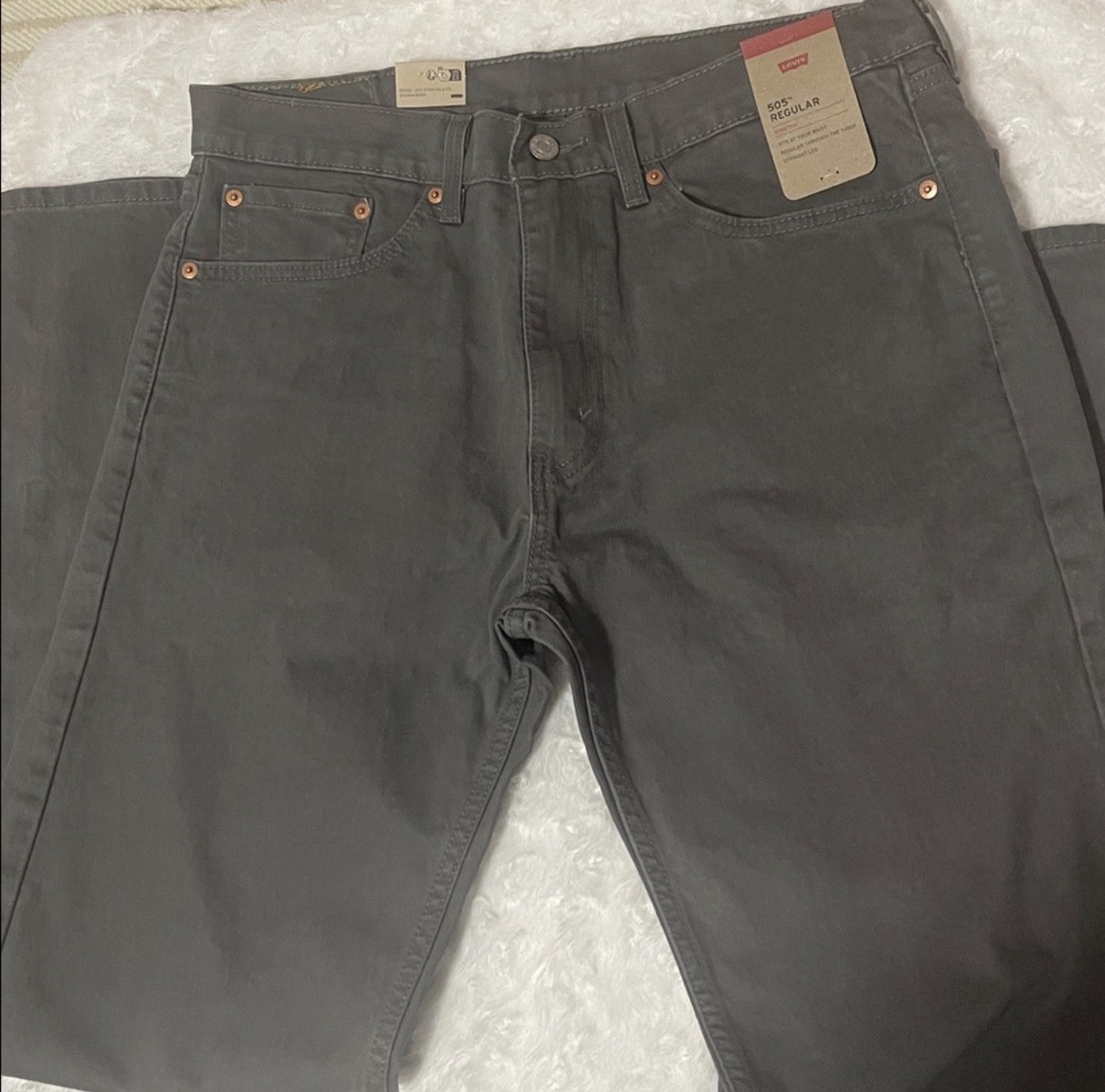 Levi’s 505 Series Regular Fit Stretch Straight Gray Men’s Jeans Denim Classic