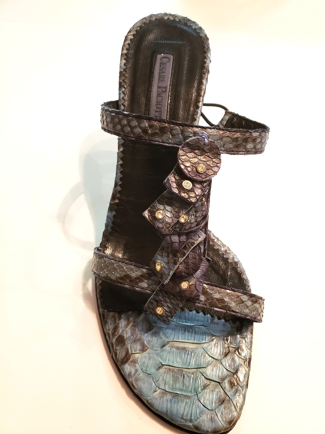 Cesare Paciotti exotic leather sandal heels Minimal wear