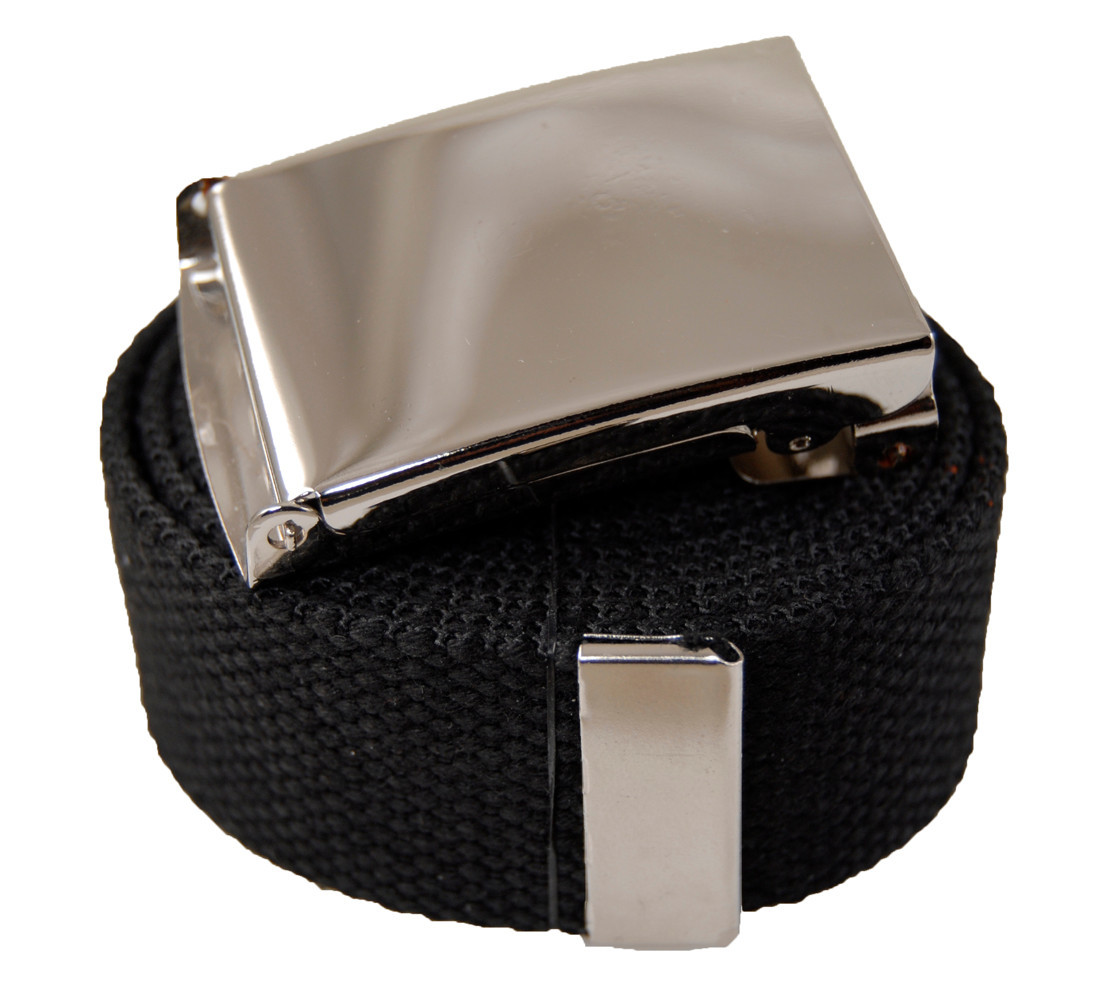 “PLAIN SILVER” MILITARY CANVAS FLIP WEB BELT & BUCKLE 60 INCHES