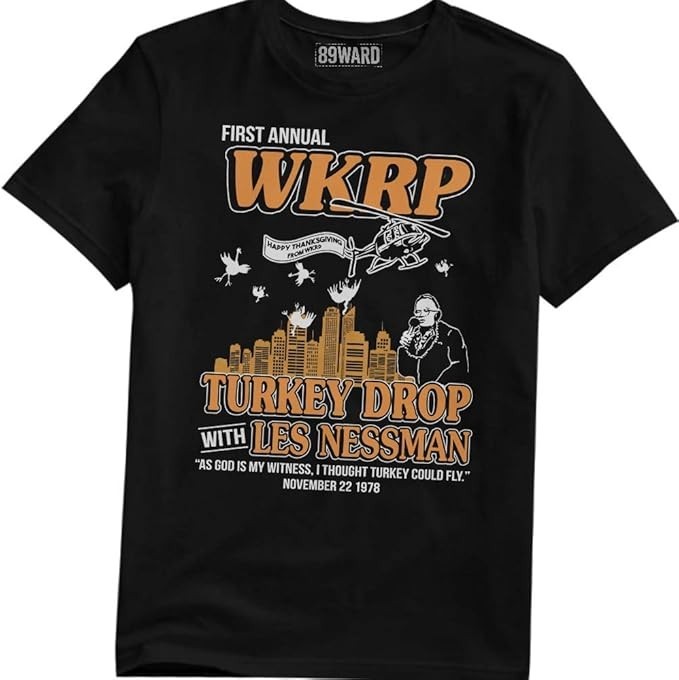 First Annual WKRP Turkey Drop Les Nessman T-Shirt WKRP in Cincinnati