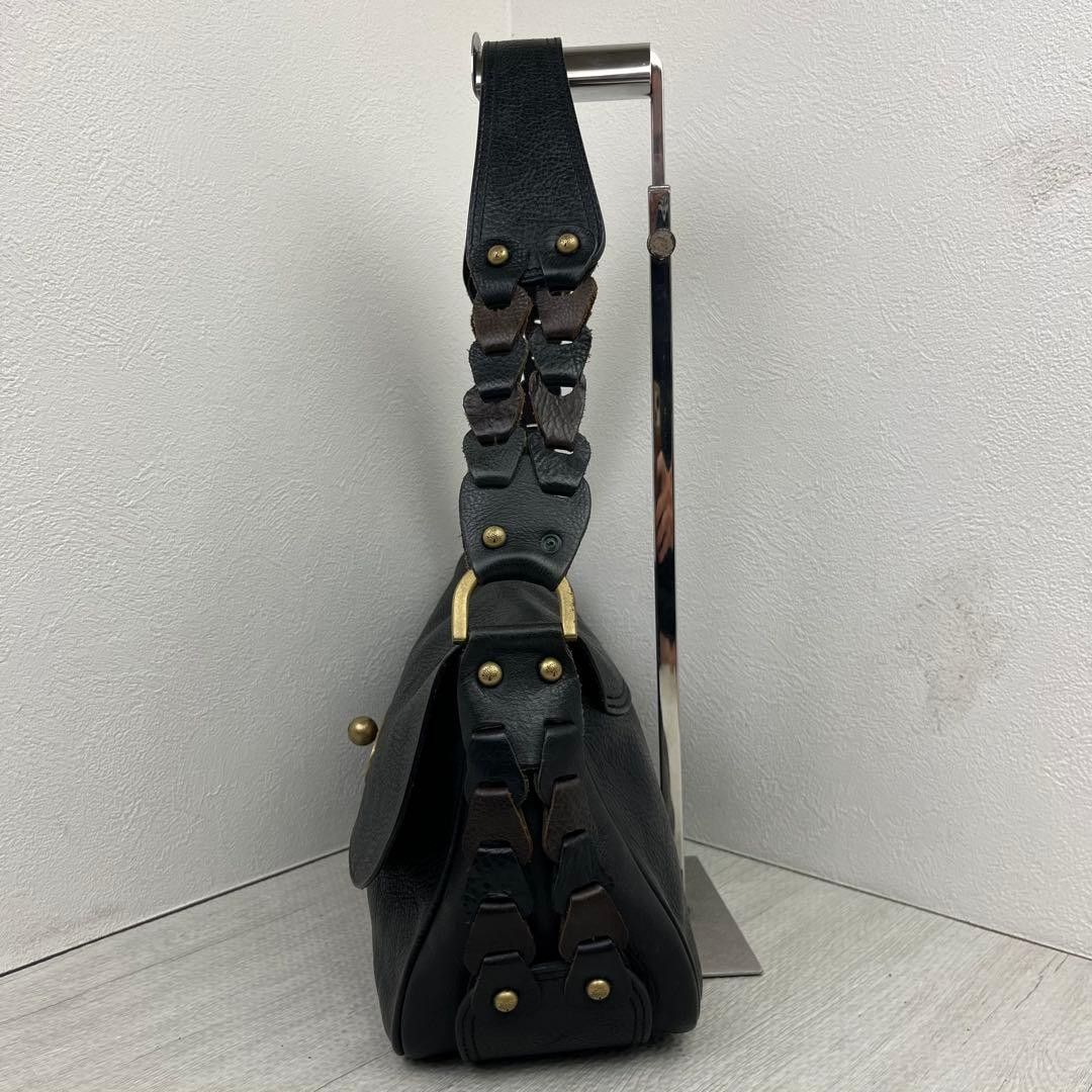 Mulberry Y2K Black Leather One Shoulder Flap Handbag 27x18x11cm Authentic
