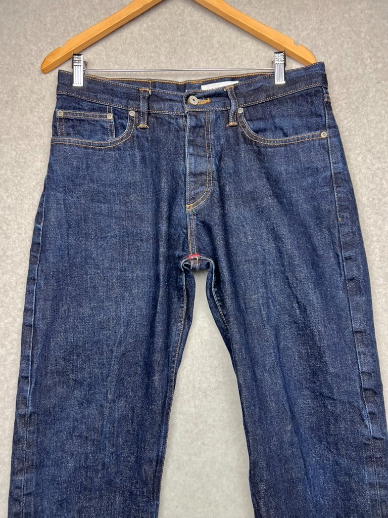 Gustin Raw Selvedge Denim Jeans 34 Straight California Button Fly USA Indigo EUC