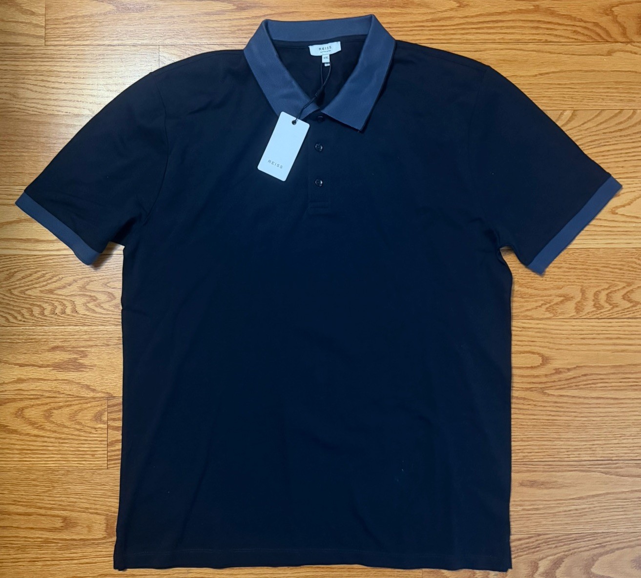 NWT! Mens Reiss Filipo 100% Egyptian Cotton Contrast Polo Navy Blue XXL SOLD OUT