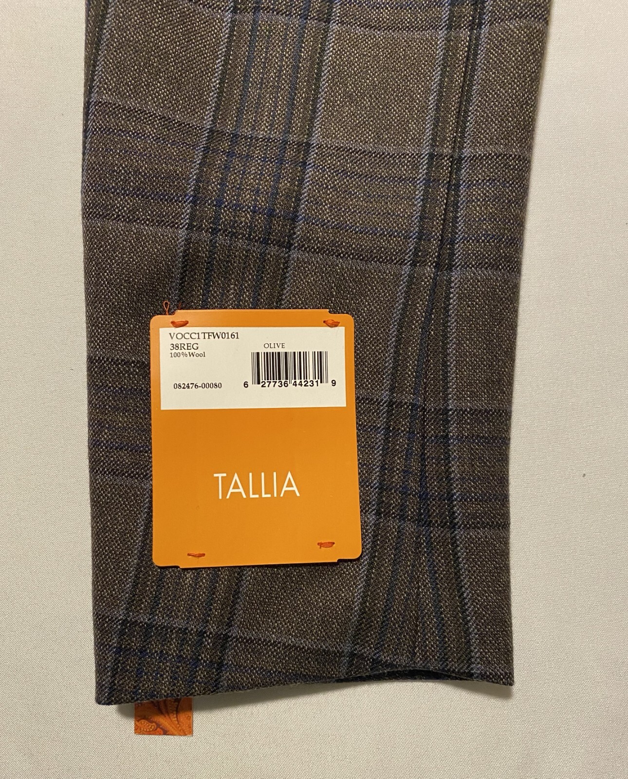 NWT Tallia Vocca Slim Halflined Plaid Men’s Sportcoat Jacket 100% Wool Size 38R