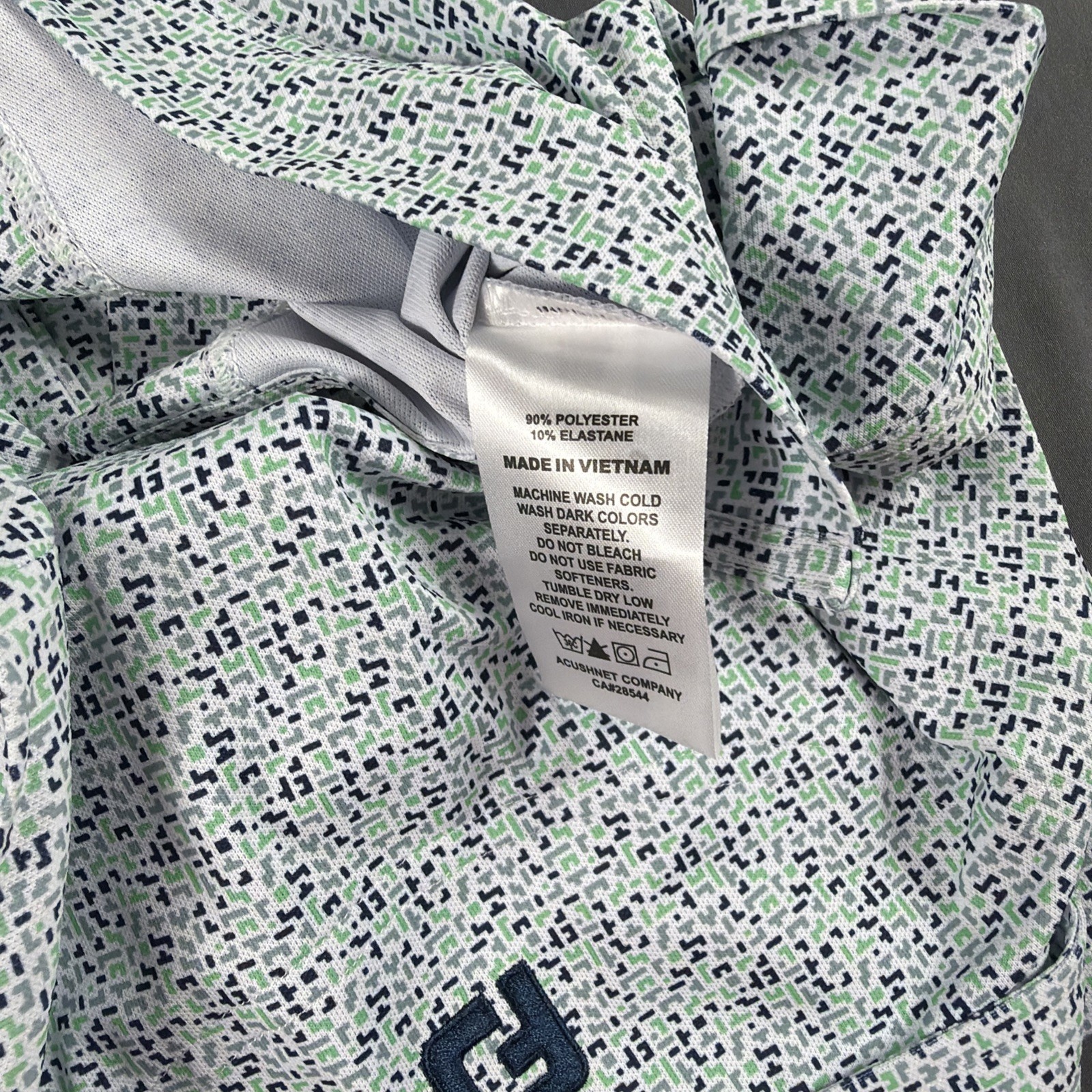 FootJoy Golf Shirt Polo Sleeve Logo Gamer Print Medium White Polyester MSRP $95