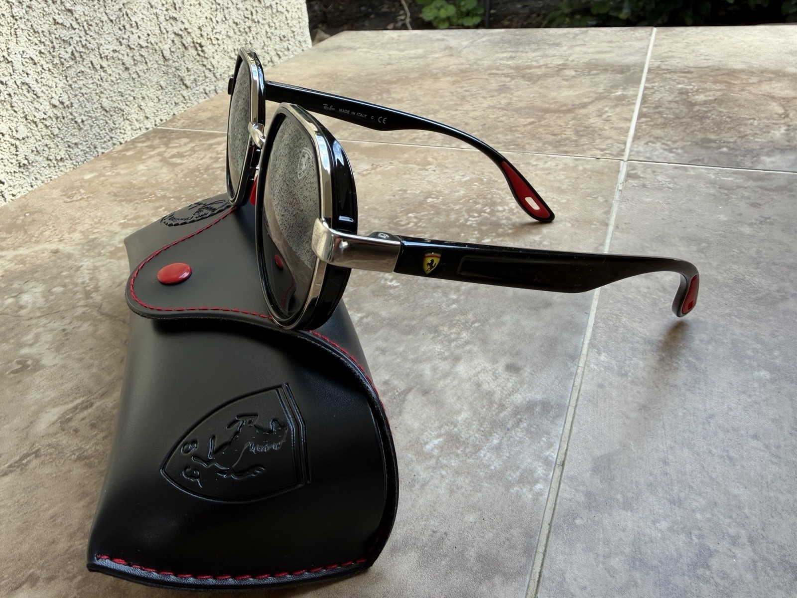 Ray-Ban Scuderia Ferrari Sunglasses Silver/Red Frame Green Lens RB3703M