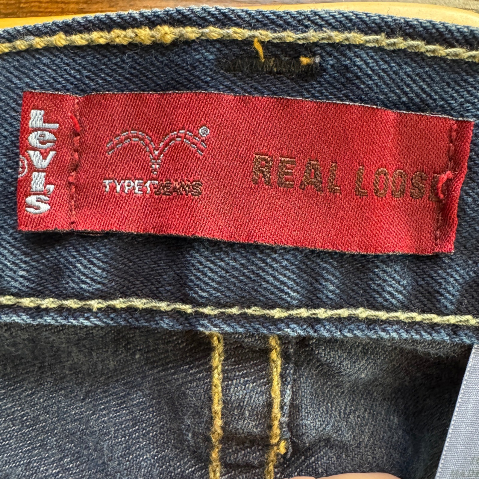 Levis Type 1 Real Loose Jeans Mens 34×30 Dark Wash Baggy Wide Leg Denim Vintage