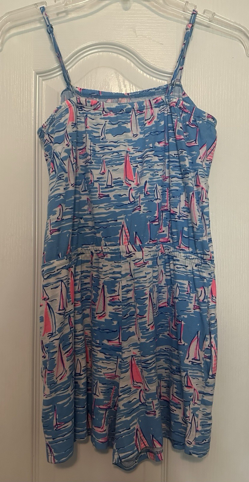 Lilly Pulitzer Girls Sailboats Romper Size 12-14 Preowned