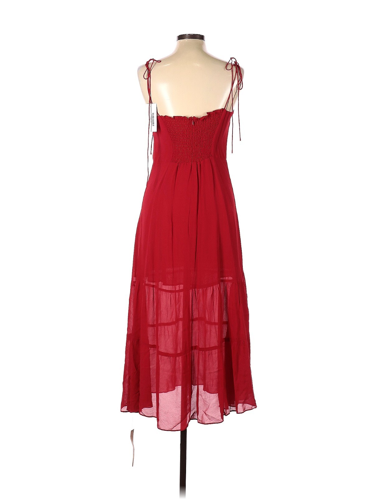 NWT Reformation Petite Emmie Midi in Cherry Red Tie Straps Georgette Dress 10P