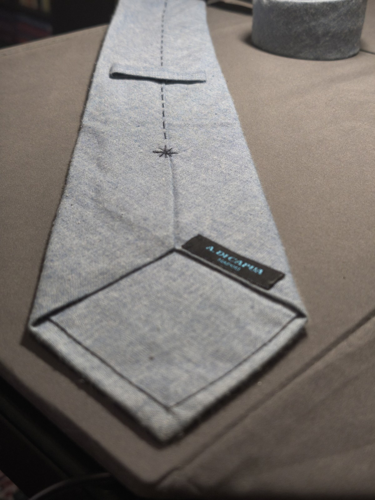 A. Di Capua Napoli – Solid Blue Cotton Tailored Tie