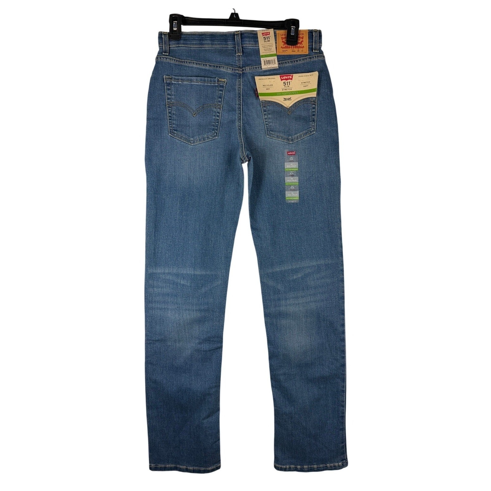 Levis 511 Slim Eco Performance Boys Jeans Size 18 Reg 29×31 Adjustable Waist NWT