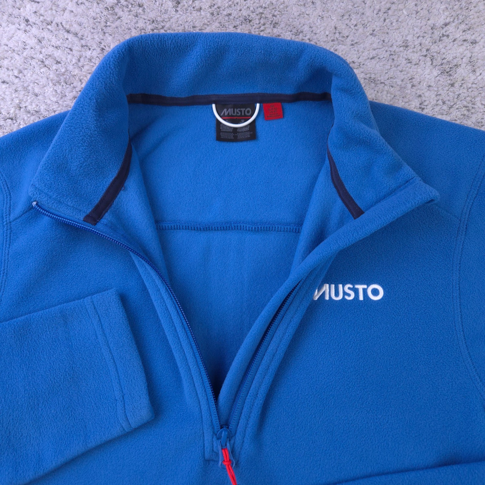 Musto Fleece Sweater Mens Medium Pullover Half Zip Sailing Mock Neck Blue GUC