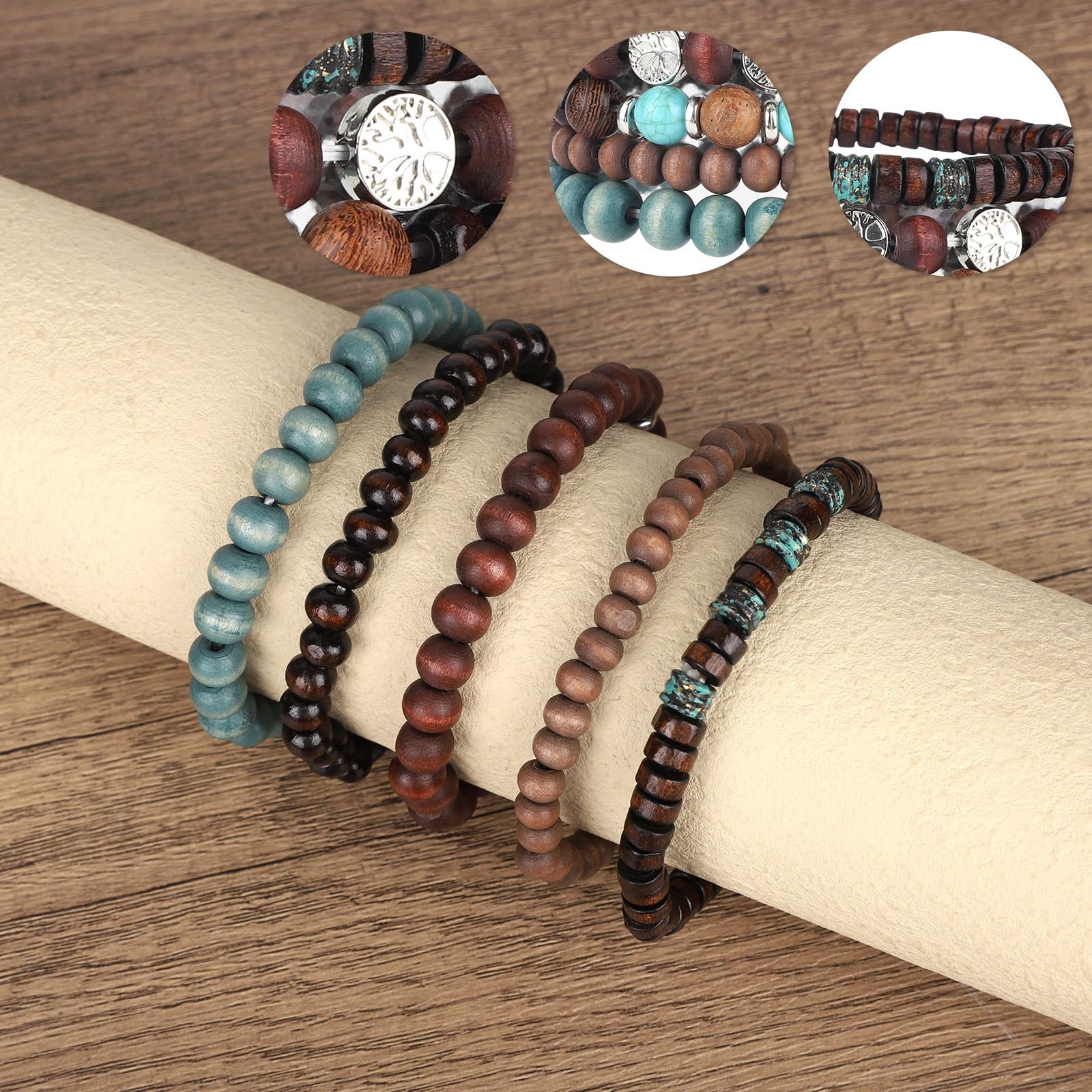Mikovivi 5pcs Life Tree Beaded Adjustable, as shown in the detailed picture
