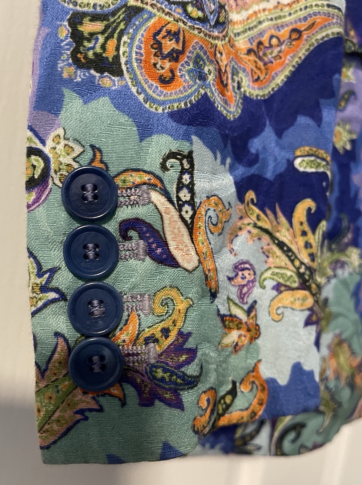 ETRO Milano Paisley Blazer IT 40 Made in Italy Blue Cotton Luxury Jacket