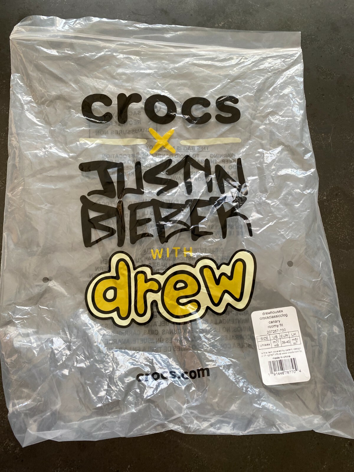 Crocs X Justin Bieber with drew house Classic Clog ✅ Sizes: M7/W9, M6/W8, M5/W7