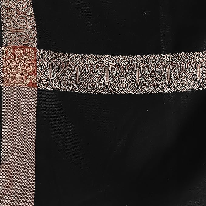 Men’s Poly-Wool Lohi Shawl: 4-Side Jacquard Border, 50×100 Inches