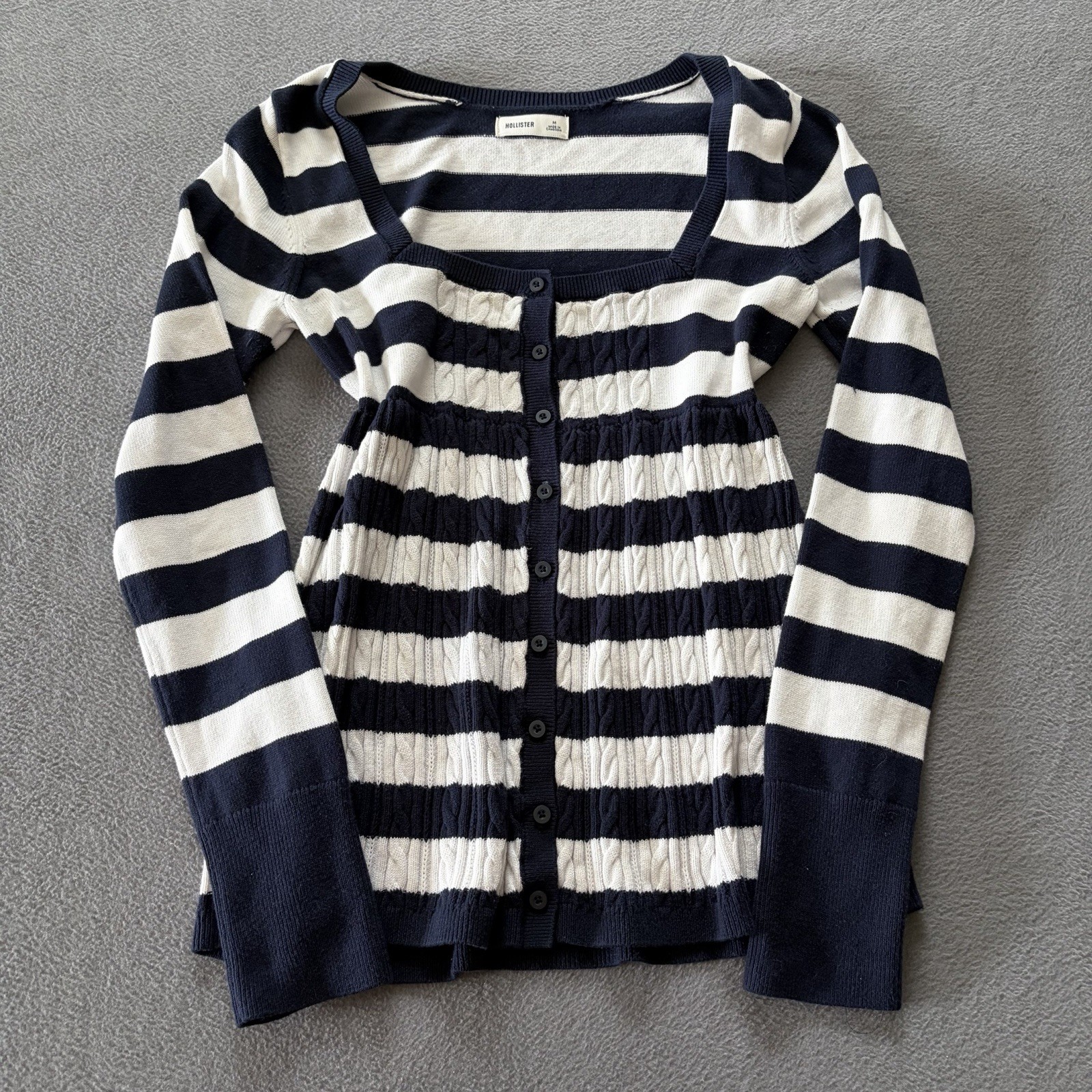 Grail Vintage Y2K 2000s Hollister Striped Babydoll Top Knit Sweater Bella Swan M
